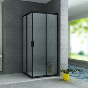 ALONI CABINE DE DOUCHE D’ANGLE NOIR MAT 90X90X195CM
