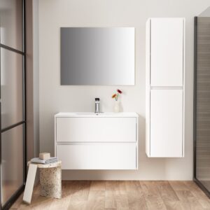 ALONI HAYAT MEUBLE SOUS-VASQUE - 2 TIROIRS - SANS POIGNEE - SOFT CLOSE – 79,5X50X45 CM - BLANC BRILLANT