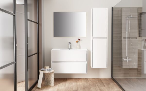 ALONI HAYAT MEUBLE SOUS-VASQUE - 2 TIROIRS - SANS POIGNEE - SOFT CLOSE – 79,5X50X45 CM - BLANC BRILLANT