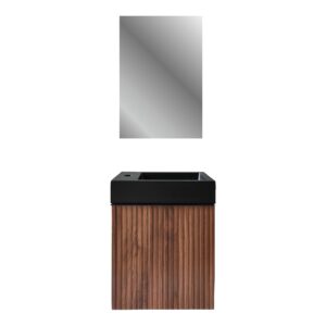 ALONI MIKARO MEUBLE DE TOILETTE - 1 PORTE - DROITE - AVEC POIGNÉE - SOFT CLOSE - 40X50X22,3 CM - NOYER
