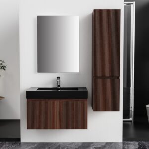 ALONI ELA MEUBLE SOUS-VASQUE - 1 TIROIR - SANS POIGNEE - SOFT CLOSE – 80X40X45 CM - WENGE