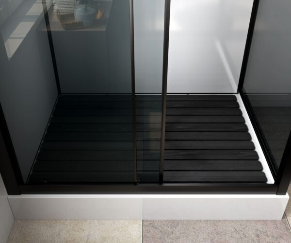 MARANI CABINE DE DOUCHE COMPLÈTE AVEC PORTE COULISSANTE - 120X225X90 CM - RÉVERSIBLE - NOIR MAT - VERRE FUMÉ GRIS – Image 2