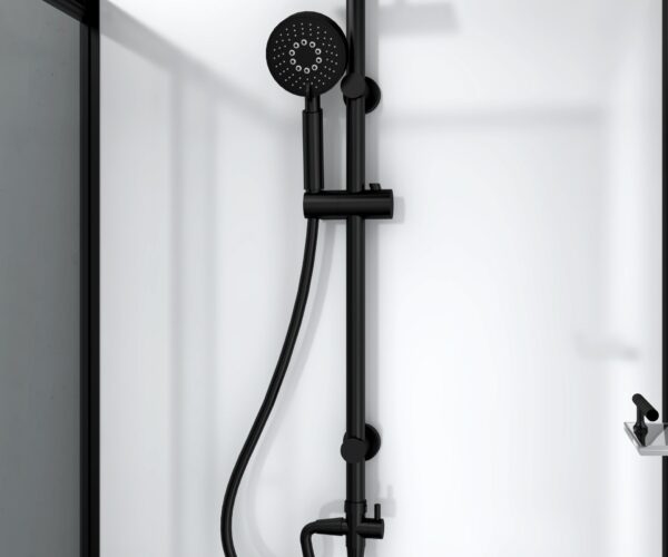 MARANI CABINE DE DOUCHE COMPLÈTE AVEC PORTE COULISSANTE - 120X225X90 CM - RÉVERSIBLE - NOIR MAT - VERRE FUMÉ GRIS – Image 3