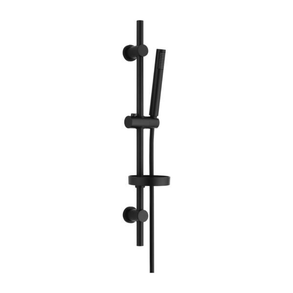 ALONI ENSEMBLE COMPLET BARRE DE DOUCHE COULISSANTE – AVEC DOUCHETTE 1 FUNCTION, FLEXIBLE DE DOUCHE SYNTHÉTIQUE ET PORTE-SAVON – NOIR MAT