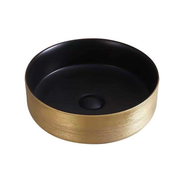 ALONI TURO LAVABO AVEC RELIEF - À POSER – SANS TROP-PLEIN – SANS TROU DE ROBINET – CÉRAMIQUE – 36X12X36 CM – OR/NOIR MAT