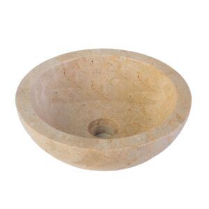 VASQUE EN PIERRE ENTIÈREMENT POLIE- MARBRE CRÈME 35x12CM