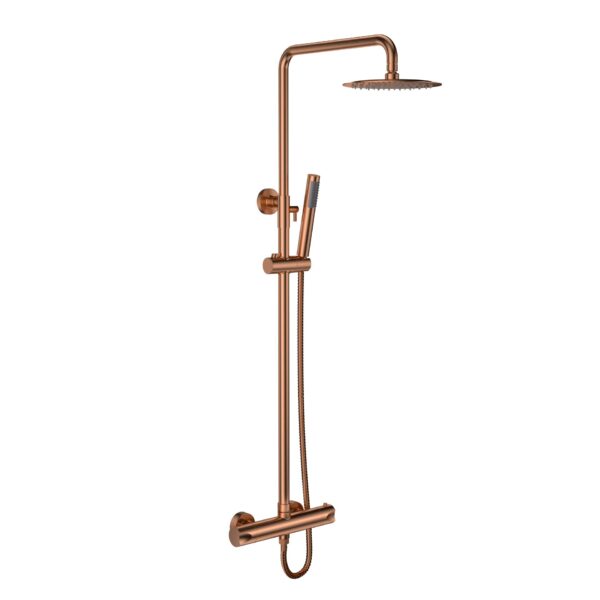 ALONI RONDO ENSEMBLE DE DOUCHE PLUIE – THERMOSTATIQUE – MONTAGE APPARENT – CUIVRE BROSSÉ