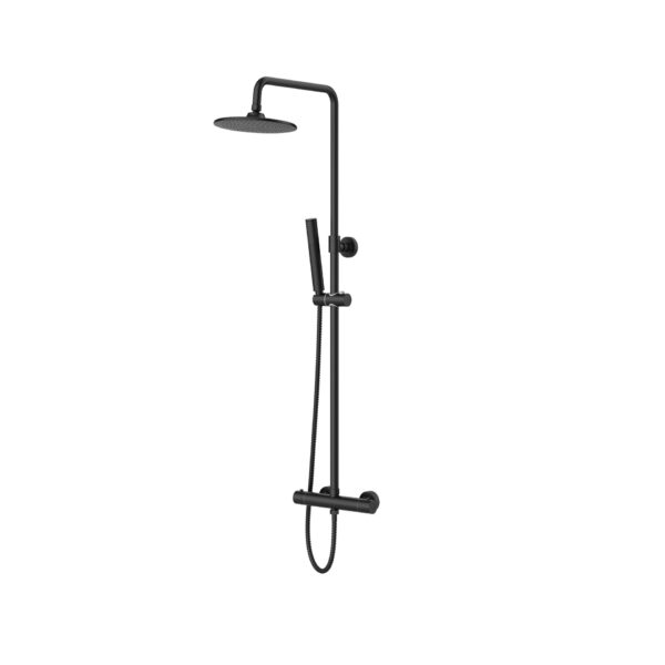 ALONI RONDO ENSEMBLE DE DOUCHE PLUIE – THERMOSTATIQUE – MONTAGE APPARENT – BELGAQUA – NOIR MAT
