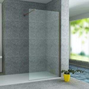 ALONI PROFIL MURAL POUR PAROI DE DOUCHE + BARRE STABILISATION - 200 CM - OR BROSSÉ